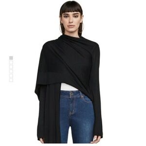 BCBGMaxAzria %85 Silk %15 Cashmere Signature Wrap Gray Knit Top Cardigan M/L